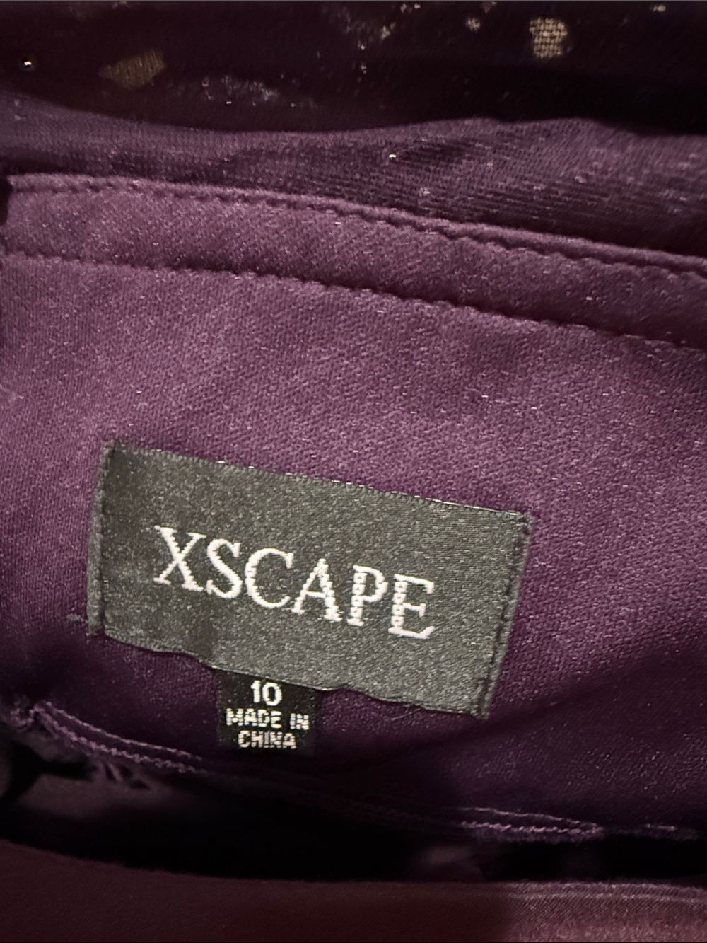 Xscape Deep Purple Lace-Cap Sleeve Mermaid Gown - Picture 5 of 5